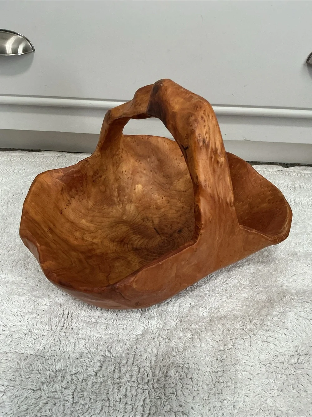 D’ ECCO Carved Burl Wood Basket